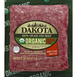 dakota beef, ground, organic, 90%/10%